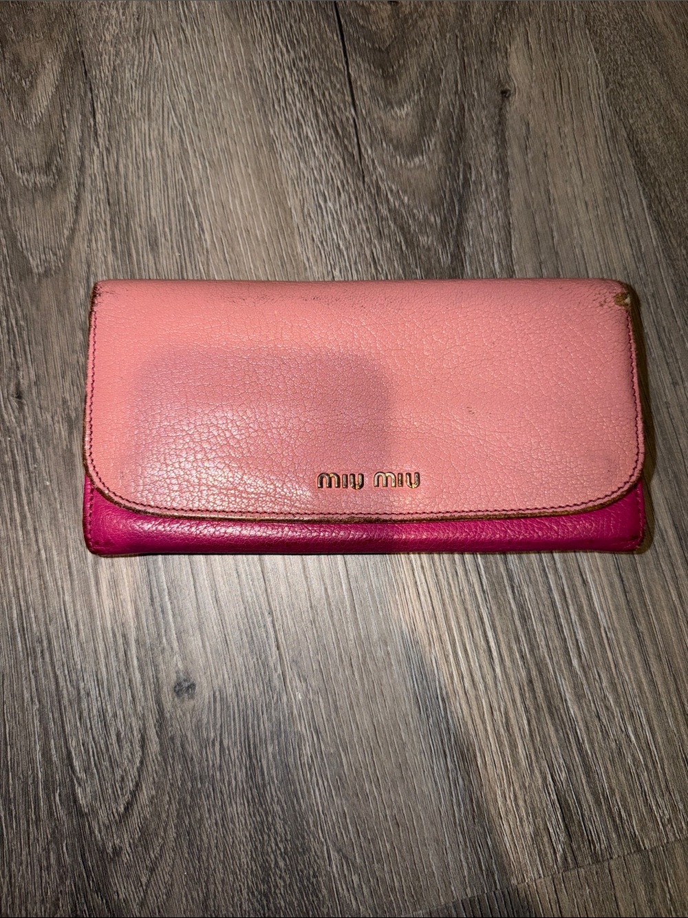 Miu Miu Pink and Fuchsia Leather Continental Wallet